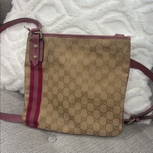 Gucci Monogram Web Jolicoeur Messenger  Crossbody Bag